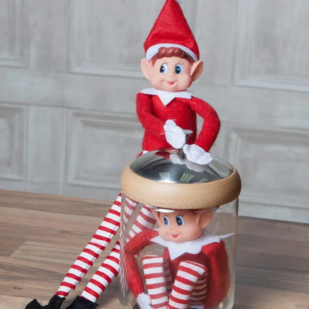 Christmas Elf Doll for Kids Mini Toy Elf Dolls for Christmas Poseable Little Elf Shelf Sitters with Dangling Legs