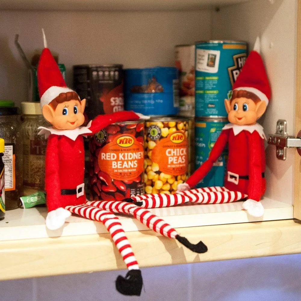 Christmas Elf Doll for Kids Mini Toy Elf Dolls for Christmas Poseable Little Elf Shelf Sitters with Dangling Legs