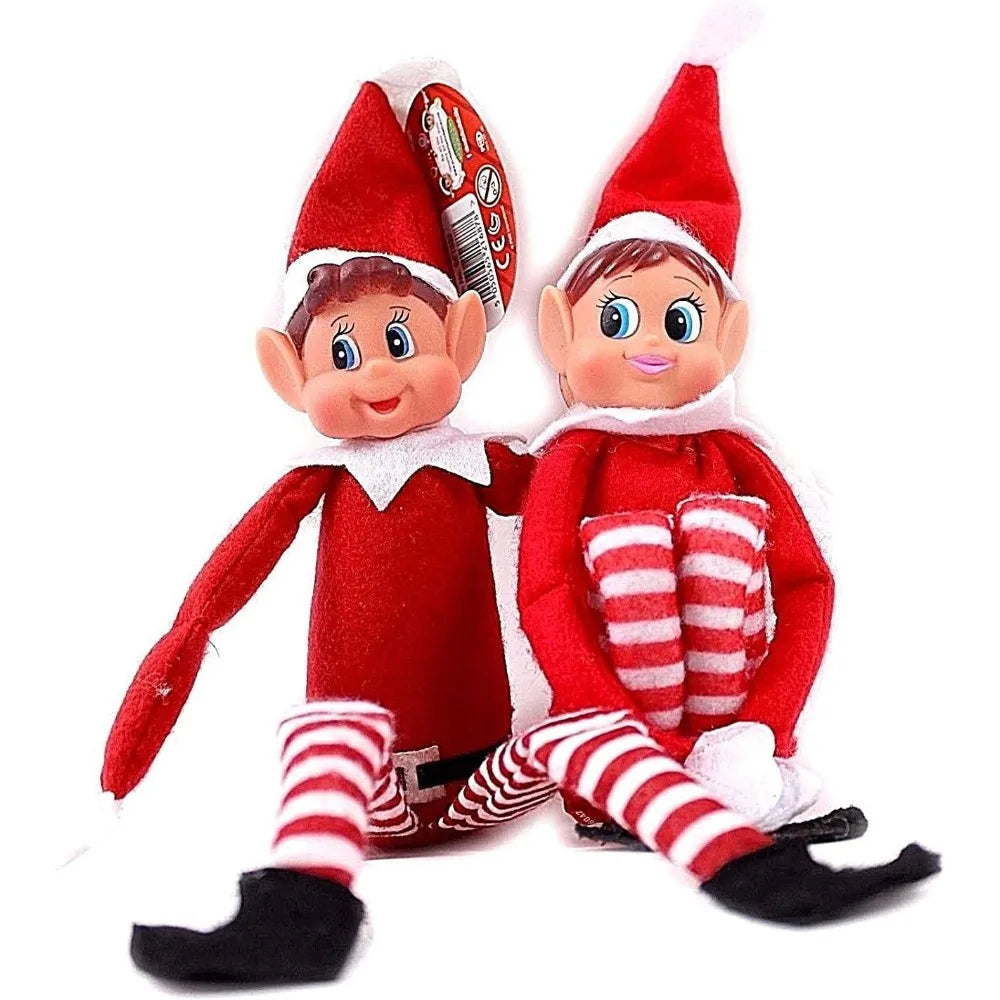 Christmas Elf Doll for Kids Mini Toy Elf Dolls for Christmas Poseable Little Elf Shelf Sitters with Dangling Legs