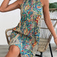 Vibrant Geometric Print Tunic Dress - Elegant Halter Neck, Sleeveless, Polyester, Machine Washable, Perfect for Summer - Womens Clothing