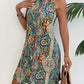 Vibrant Geometric Print Tunic Dress - Elegant Halter Neck, Sleeveless, Polyester, Machine Washable, Perfect for Summer - Womens Clothing